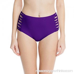 High Waisted Bikini Bottoms Strappy Side Swimwear Brief for Women Purple B07BGW69NY